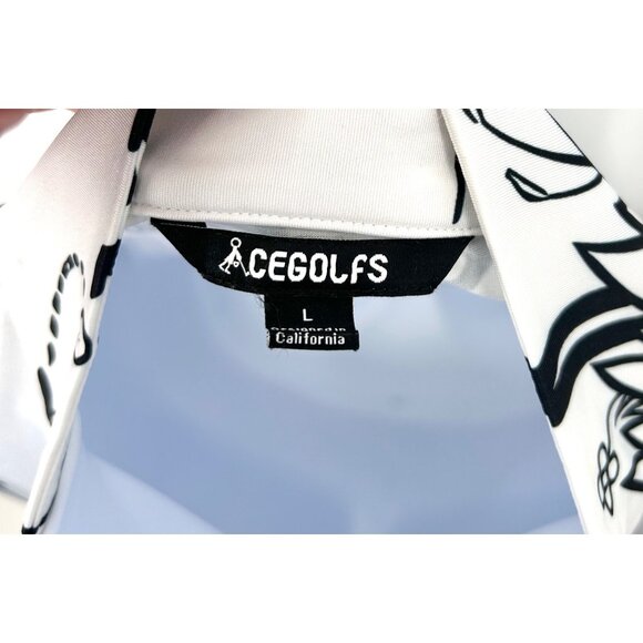 CEGOLFS B&W STICK FIGURE GOLF PRINT LONG SLEEVE 1/4 ZIP LONG SLEEVE TOP - L - Picture 5 of 5